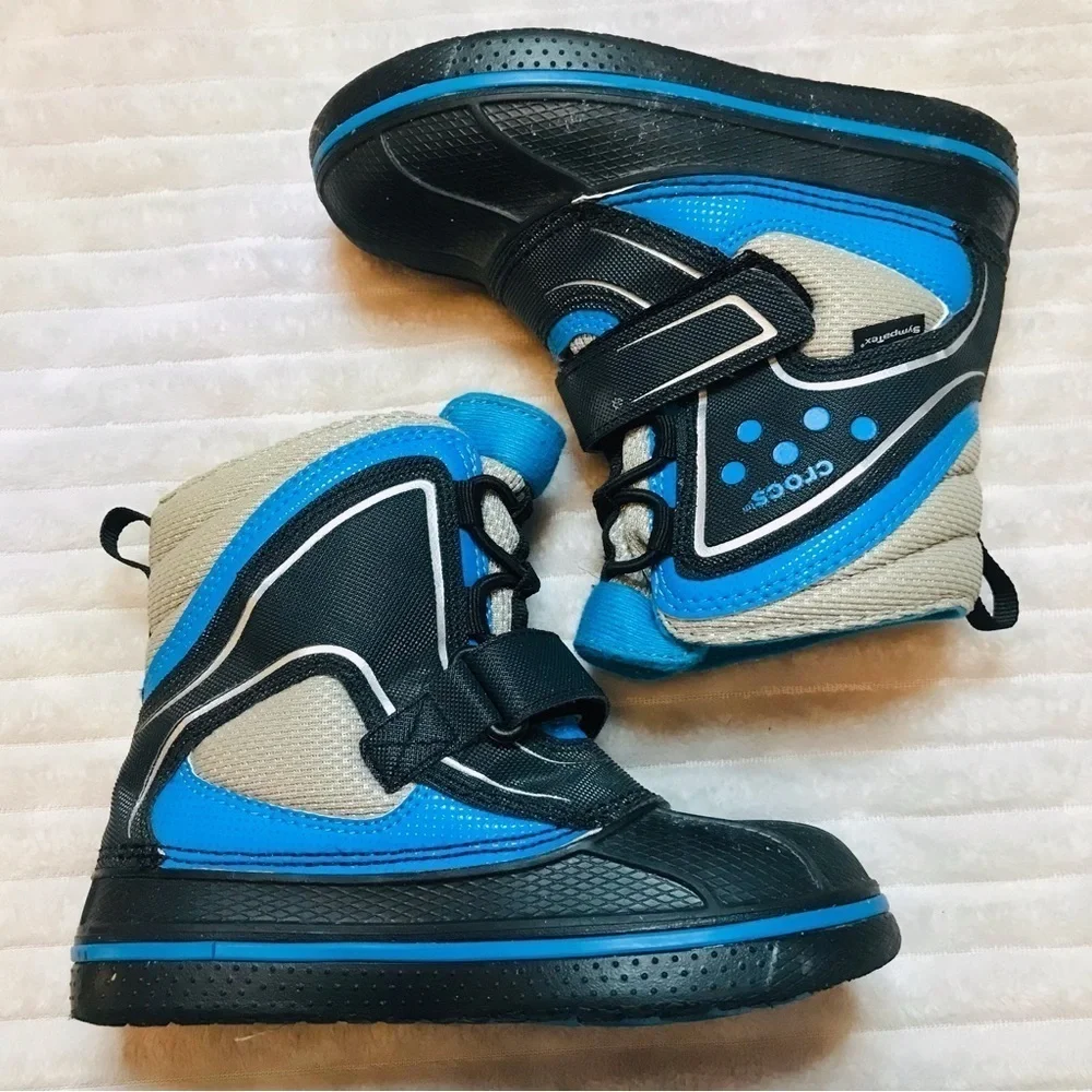 Crocs AllCast Waterproof Duck Slip-On Blue Synthetic Kids Boots boys size 10